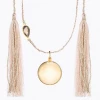 Ilado MATERNITY & PARENTS MAYA Maternity Necklace Yellow Gold Pink Chord Smoked Quartz